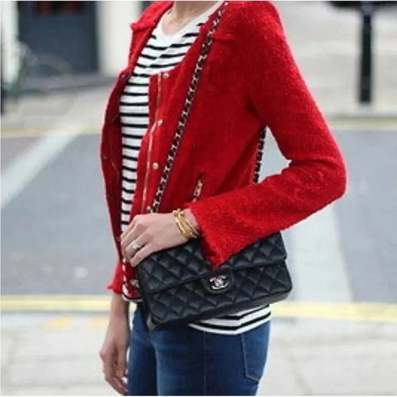 IRO AGNETTE red distressed tweed jacket - Picture 2 of 16